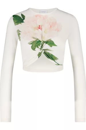 Giambattista Valli Floral-print cashmere-silk crop top