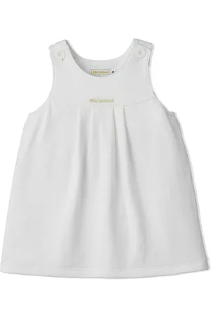 Miki House Embroidered-logo pinafore dress