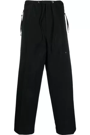 Fendi Men Wide Leg Pants - Logo-patch tie-fastening wide-leg trousers