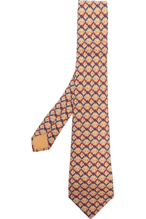 Hermès Men Accessories - 2000s pre-owned trumpet print silk necktie