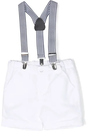PATACHOU Striped-suspender cotton shorts