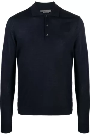 corneliani Men Polo Shirts - Fine-knit long-sleeve polo shirt