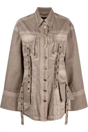 BLUMARINE Eyelet-embellished denim jacket