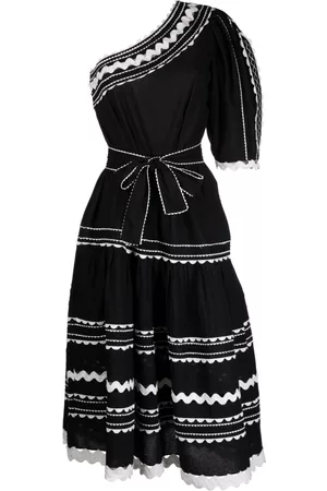 SEA Ryleigh one-shoulder ric rac midi dress