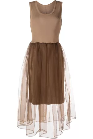 JNBY Sheer-overlay sleeveless midi dress