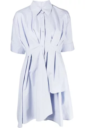 JNBY Asymmetric gathered cotton shirt dress