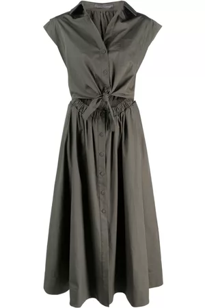 LORENA ANTONIAZZI Lace-up midi cotton dress