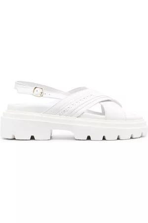 santoni Logo-embossed chunky leather sandals
