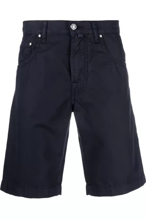 Jacob Cohen Men Shorts - Logo-patch cotton-linen blend shorts