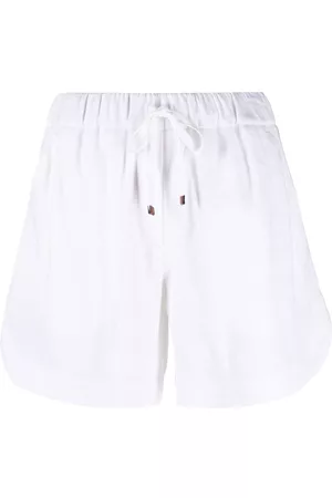 LORENA ANTONIAZZI Side-stripes drawstring linen shorts