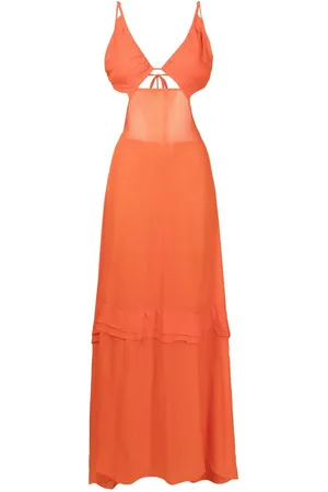 AMIR SLAMA Cut-out semi-sheer maxi dress