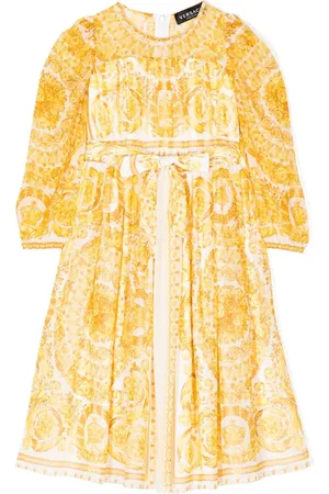 VERSACE Baroque-print bow-detail dress