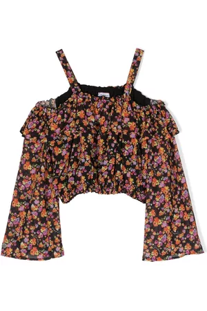Pinko Kids Girls Blouses - Floral-print cropped blouse