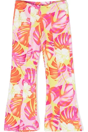Pinko Kids Girls Leggings - Floral-print stretch-cotton trousers