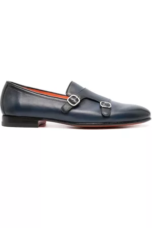 santoni Men Loafers - Double-buckle leather shoes