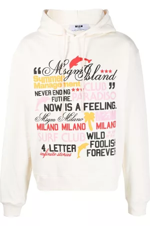 Msgm Men Sweatshirts - Text-print cotton hoodie