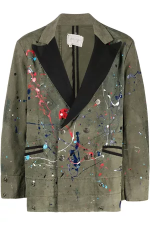 GREG LAUREN Paint-splatter double-breasted blazer
