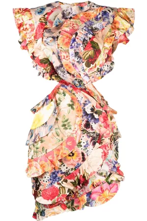 ZIMMERMANN Spliced floral-print mini dress