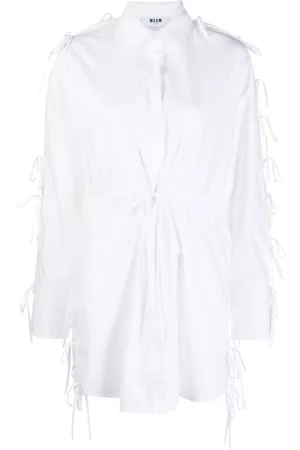Msgm Bow-embellished cotton shirtdress