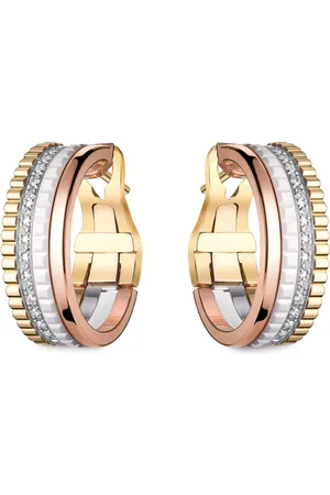Boucheron 18kt yellow, rose and white Quatre White Edition diamond and white ceramic hoops