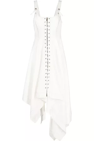 MONSE Lace-up asymmetric midi dress
