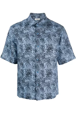 Sandro Men Short sleeves - Geometric-print short-sleeve shirt