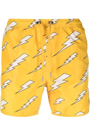 Neil Barrett Men Swim Shorts - Thunderbolt-print swim shorts
