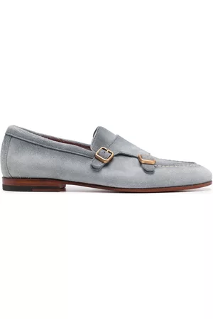 santoni Double-buckle suede monk shoes