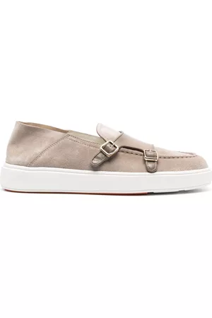 santoni Men Shoes - Double-buckle suede monk shoes