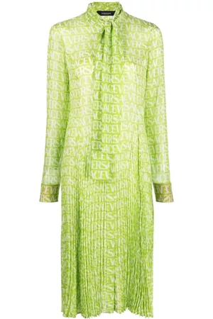 VERSACE Logo-print silk shirtdress