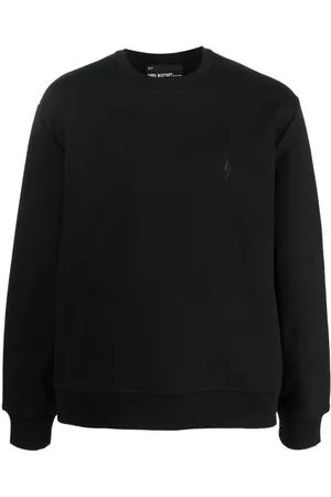 Neil Barrett Men Sweatshirts - Embroidered-logo knit sweatshirt