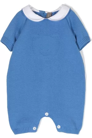 LITTLE BEAR Rounded-collar knitted cotton romper
