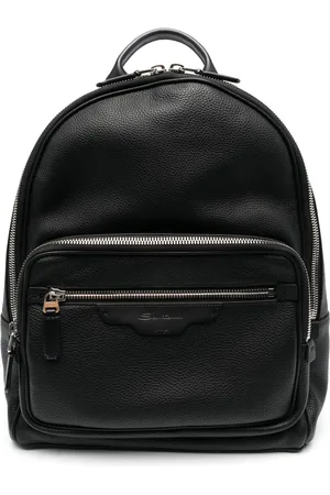 santoni Grained-texture leather backpack
