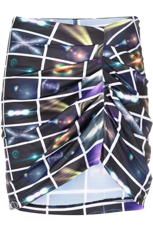 Maisie Wilen Graphic-print ruched miniskirt
