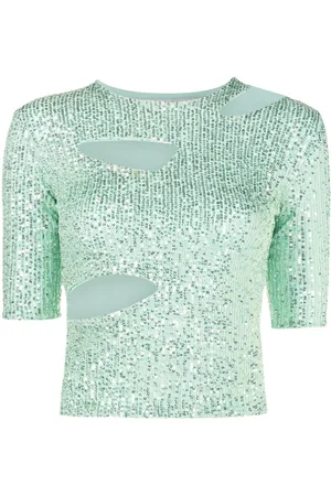 Gloria Coelho Sequin-embellished cut-out top