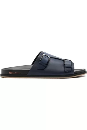 santoni Flat leather sandals
