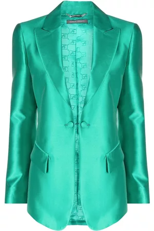 Alberta Ferretti Satin-trim single-breasted blazer