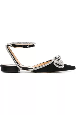 Mach & Mach Double Bow satin ballerina shoes