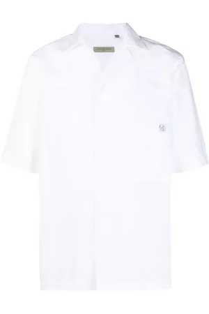 corneliani Men Short sleeves - Logo-patch short-sleeve shirt