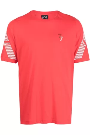 EA7 Men Short Sleeve - Stripe-detail cotton T-shirt