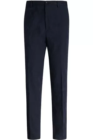 Etro Men Skinny Pants - Jacquard slim-cut cropped trousers