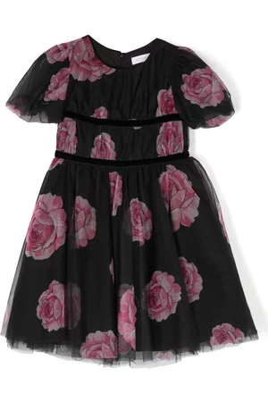 MONNALISA Rose-print tulle dress