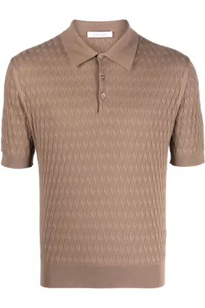 Cruciani Men Polo Shirts - Diamond-pattern cotton polo shirt