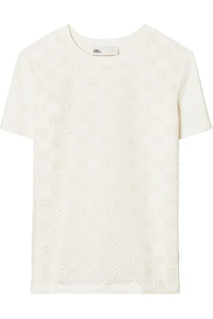 Tory Burch Woven Double T Striped T-shirt - Farfetch