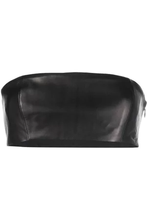 Monot Cropped leather strapless top