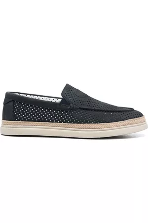Casadei Men Espadrilles - Nabuk perforated-leather espadrilles