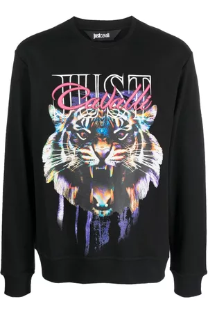 Roberto Cavalli Men Sweatshirts - Tiger-print cotton sweatshirt