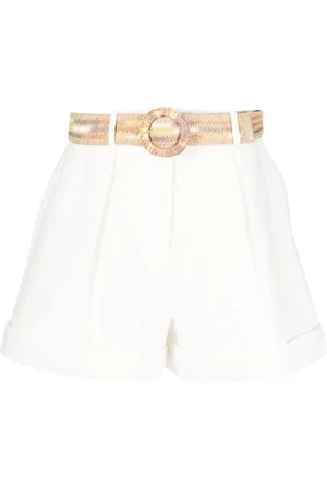 ZIMMERMANN Belted pleated cotton shorts
