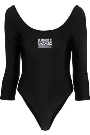 Roberto Cavalli Logo-patch scoop-neck bodysuit