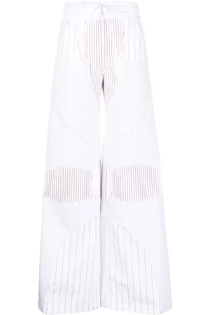 OFF-WHITE Striped wide-leg cotton trousers